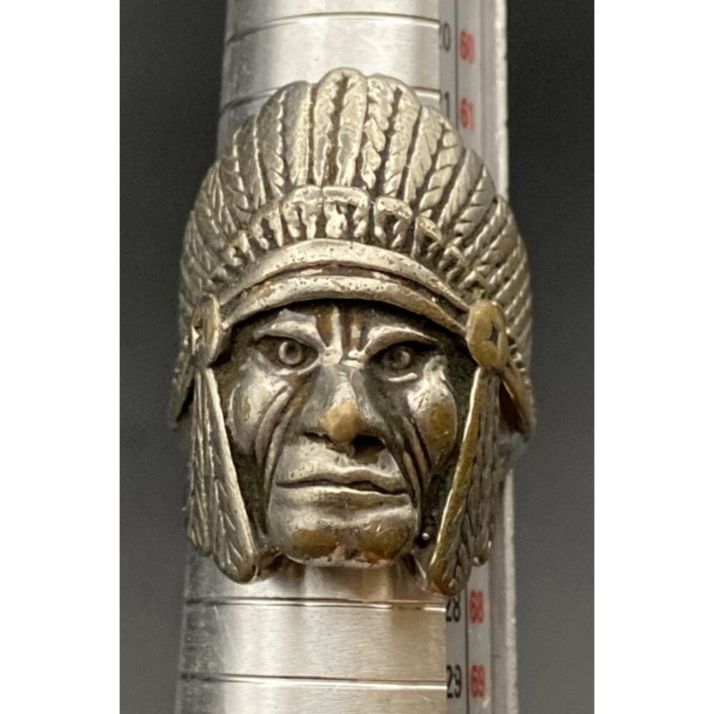 1985 Biker Ring G&S Gordon Smith Silver Tone Native American Chief  Sz  11 LOOK - Picture 9 of 10